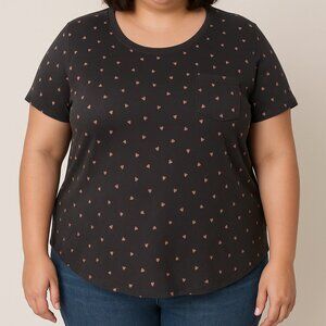 ANA A New Approach Black Floral Pocket Tee – Size Large